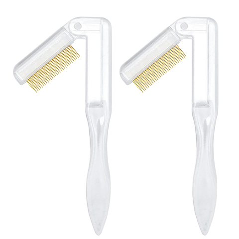 Black And Pink Double Color Eyelash Comb Steel Teeth For Delicate Eyelashes Curved Handle For Comfortable Grip Essential For Eyelash Shaping2