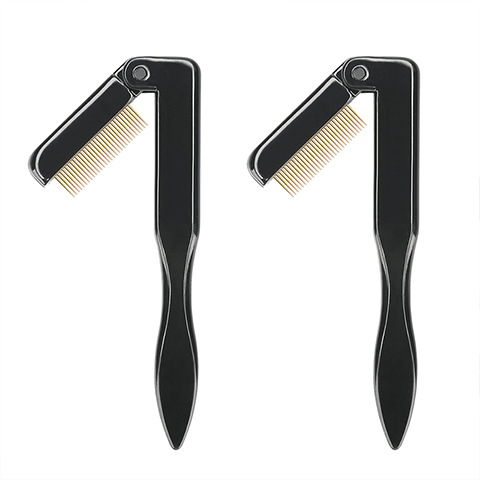 Black And Pink Double Color Eyelash Comb Steel Teeth For Delicate Eyelashes Curved Handle For Comfortable Grip Essential For Eyelash Shaping3