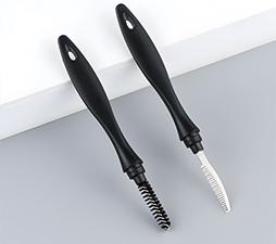 Black Non-Slip Makeup Brush Comb Set | Ergonomic 30° Handle Design × Comb Tooth Guide Groove