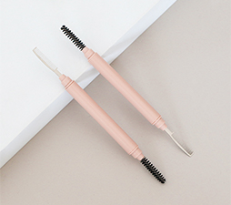Eyelash Tools Two-End Plastic Eyelash Comb Eyebrow Brush With Protective Cover Lotus Pink Stainless Steel Eyebrow Comb